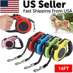 16.5FT Automatic Retractable Dog Leash Pet Collar Automatic Walking Lead Free US