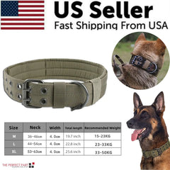 2" Wide Tactical Heavy Duty Nylon Large Dog Collar K9 Military With Metal Buckle