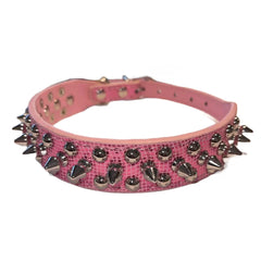 Spiked Studded Leather Dog Collar Rivets Pet Small Large Cat Pit Bull Adjustable