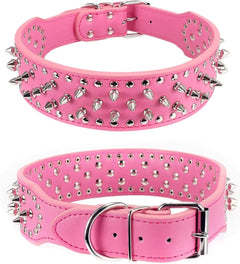 Spiked Studded Leather Dog Collar Rivets Pet Small Large Cat Pit Bull Adjustable